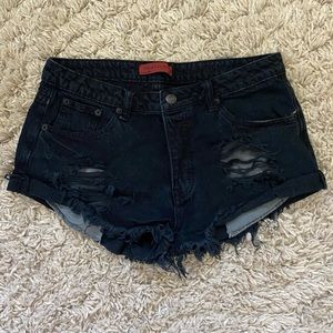 Signature8 Black Distressed High Rise Jean Shorts
